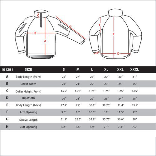 101281LongSleeveCombatShirtGenIISizeChart