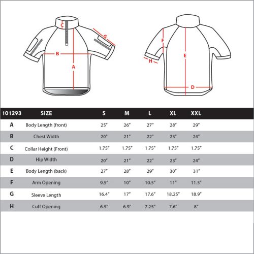 101293ShortSleeveCombatShirtGenIISizeChart