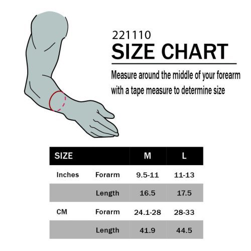 arm sleeve size chart